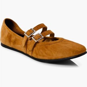 Free People Gemini Rhinestone Buckle Ballet Flats